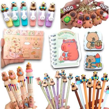 Imagem de Kit Capivara 18 Incríveis Completo Papelaria Kawaii Escolar - Shop da 