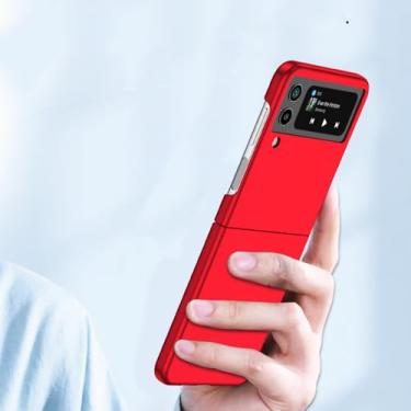 Imagem de Capa fina dobrável para samsung galaxy z flip 4 5 5g flip5 flip4 flip3 flip 3 2 flip2 zflip4 capa fashion, vermelha, para samsung z flip 3