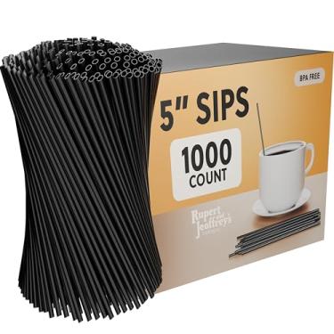 Imagem de Canudo misturador de café de plástico descartável - palito de 5 polegadas (preto, 1.000 unidades)