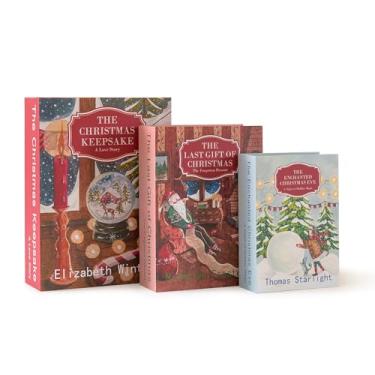 Imagem de Soul & Lane Livros decorativos de Natal para mesa de centro e prateleiras - Conjunto de 3, decoração clássica de Natal, livros falsos decorativos de férias vintage com armazenamento oculto