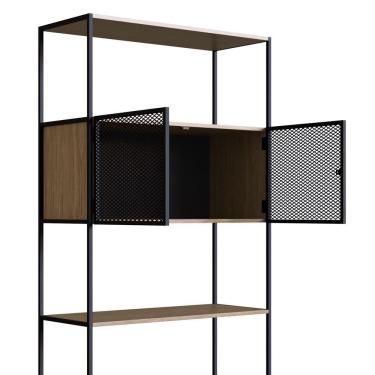 Imagem de Estante Livreiro 2 Portas 1 Gaveta Estilo Industrial York Hanover-preto - Artesano