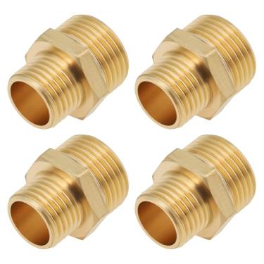 Imagem de SG Store 4 peças macho BSP 3/8 a 1/10.2 cm adaptador de latão para conexão do sistema de tubulação de gás líquido