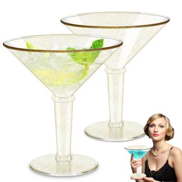 Imagem de Conjunto de 2 copos de Martini gigantes, copos de Martini de plástico jumbo de 1,360 g, copo de coquetel de camarão acrílico grande para centros de mesa e decorações de festa de Martini, reutilizável