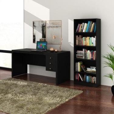 Imagem de Kit Escritório Com Mesa e Estante Multiuso Preto - Tecno - Tecno Mobil