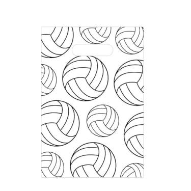 Imagem de Hxezoc 50 peças de sacos de plástico para festa de vôlei, sacolas de presente práticas, lembrancinhas de festa esportivas, tema de vôlei, artigos de decoração de festa de aniversário