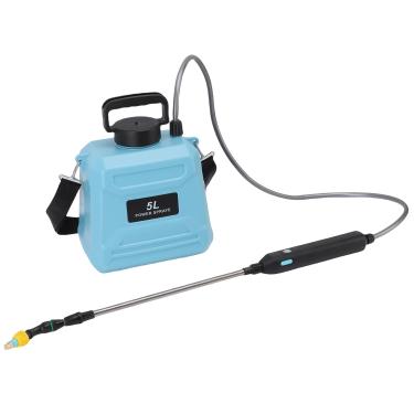 Imagem de Jiawu Pulverizador de Ervas Daninhas Portátil 5L Alimentado por Bateria Pulverizador de Alça de Ombro Ajustável de Jardim Recarregável USB Com 3 Bicos, Varinha Estendida para Regar Plantas e (5L)