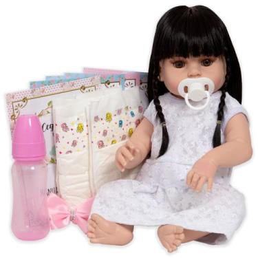 Imagem de Bebe Tipo Reborn Morena Olhos Castanhos 46cm Vários Itens - Cegonha Re