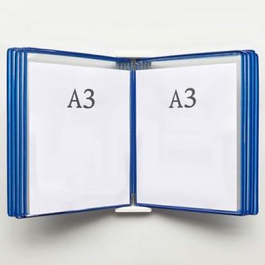 Imagem de Rack de exibição A3 montado na parede, suporte de página transparente de folhas soltas, sistema de referência de PVC e metal, organizador de catálogo elegante para casa e escritório (cor B)