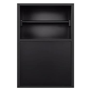 Imagem de Nicho de chuveiro de aço inoxidável - Suporte de papel higiênico embutido e suporte de armazenamento de parede para banheiro, cozinha, sala de estar, quarto - Design preto elegante, solução durável e