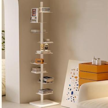 Imagem de Estante de livros de nível invisível, estante vertical, estante de metal, altura ajustável, torre de livros vertical, para sala de estar, quarto, escritório em casa, preta
