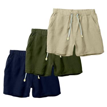 Imagem de Kit 3 Shorts Linho Masculina Com Cordão Bermuda Casual Verão-Masculino