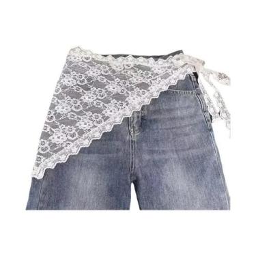 Imagem de Saia Curta Feminina De Renda Macia Estilo Triângulo Com Avental Pequen