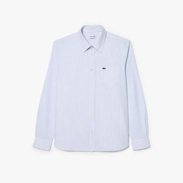 Imagem de Camisa Oxford Listrada com Caimento Regular Lacoste Masculina-Masculino