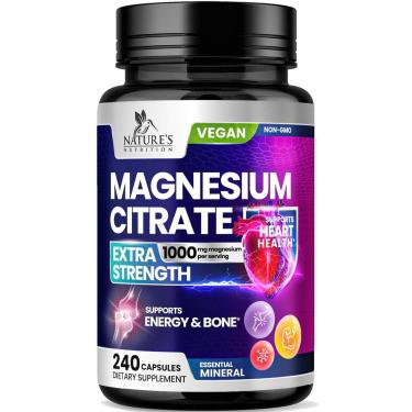 Imagem de Suplemento de citrato de magnésio Nature's Nutrition 1000mg 240 C-Unissex