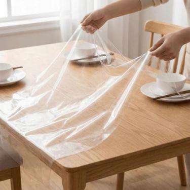 Imagem de Toalha de Mesa Retangular Impermeável Transparente 4 e 6 Cadeiras Forr