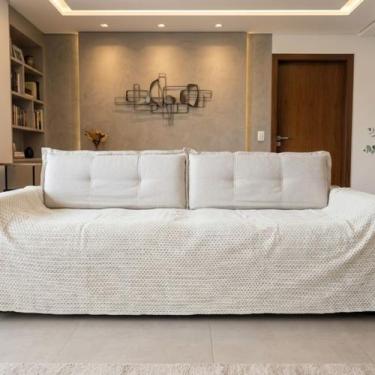 Imagem de Manta Croche Grande para Sofá 2 até 4 Lugares Grossa 2,70x2,50 Capa de