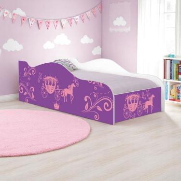 Imagem de Cama Infantil Carruagem de Princesa com Grade de Proteção Madeira Maciça Branco Mobili