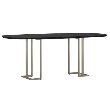 Imagem de Mesa de Jantar Alina N01 8 Lugares Retangular Orgânico com Vidro 200cm Preto Champanhe...