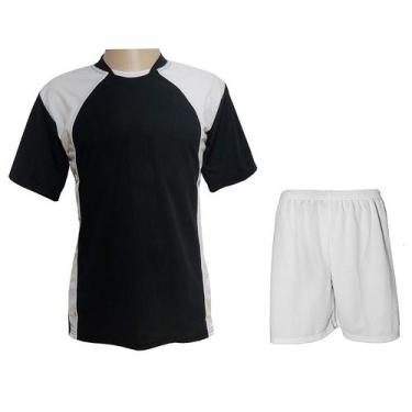 Imagem de Uniforme Trb 20+1 Camisa Preto/Branco, Calção Branco E Goleiro