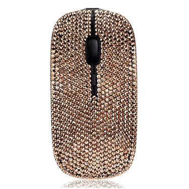 Imagem de SA@ Mouse sem fio luxuoso com strass de cristal austríaco Mouse plano fino para laptop PC presente de menina (ouro rosa)
