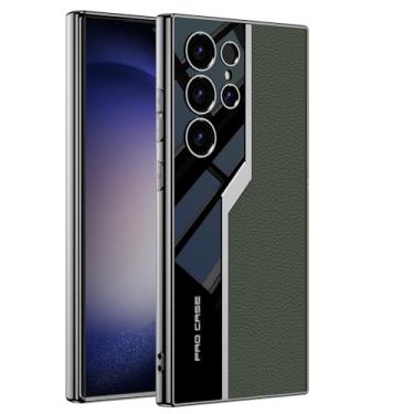 Imagem de Lunivop Capa para Samsung Galaxy S24 Ultra TPU moldura e traseira de couro PU capa fina de silicone para S 24 Ultra 6,8 '' 5G 2024 à prova de choque melhores capas de telefone S24Ultra verde