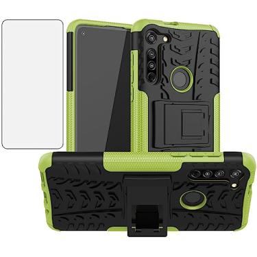 Imagem de Asuwish Capa de celular para Moto G Fast 2020 com protetor de tela de vidro temperado e suporte fino híbrido resistente capa protetora Motorola GFast XT2045-3 suporte móvel mulheres homens verde