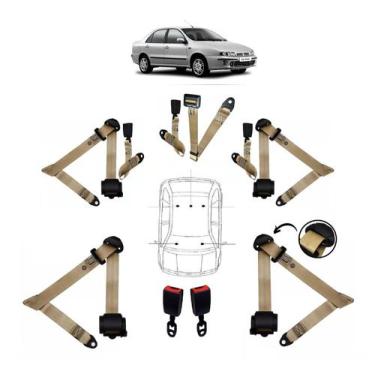 Imagem de Kit cinto de segurança COMPLETO para FIAT MAREA + fechos - HCML, Bege