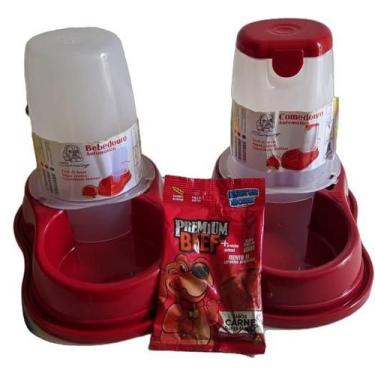 Imagem de Comedouro e Bebedouro Automático 1600 ml - BURDOG, VERMELHO + BIFINHO