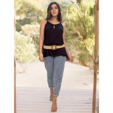 Imagem de Cinto em Palha Fivela Quadrada em Madeira - Único-Feminino