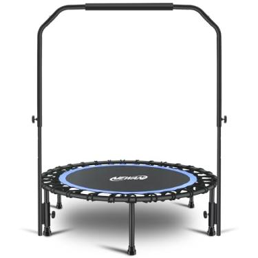 Imagem de NEWAN newan Mini trampolim silencioso de 40 "com barra de alça ajustável trampolim de fitness bungee rebounder jumping cardio trainer treino para adultos - limite máximo de 330 libras