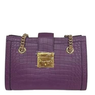Imagem de Bolsa de ombro única feminina de couro de jacaré genuíno de couro de jacaré legítimo, Roxa, 26cm(Length) x 18cm(Height) x 10cm(Deep)