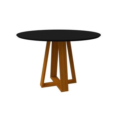 Imagem de Mesa de Jantar Redonda com Tampo de Vidro Vitoria Preta e Ype 120 cm