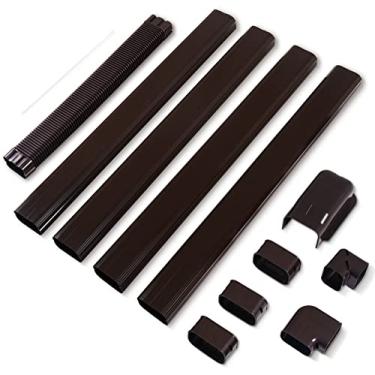 Imagem de LyPrem Kit de cobertura de linha decorativa de PVC de 10 cm e 4,5 m para mini condicionadores de ar divididos sem dutos e conjunto de linha de bomba de calor, kit de cobertura de tubo decorativo,