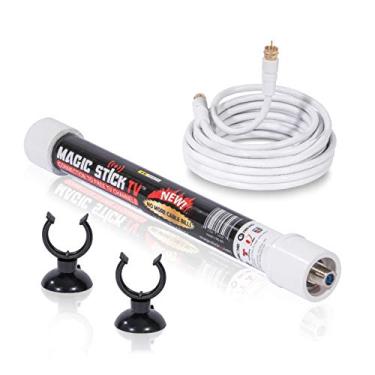 Imagem de Antena TV Digital HD para uso interno ou externo – TV digital VHF UHF – Sinaliza até 80 km de alcance – Booster de sinal – Suporta 720p, 1080i, 1080p da Magic Stick TV, MS-001