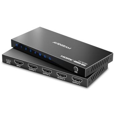 Imagem de Divisor HDMI 1 entrada 4 saída 4K 60Hz 4:4: 4, AVIDGRAM HDMI divisor de 4 portas com modo cópia, downscaler e automático para exibição dupla idêntica, suporte 1080p 120Hz HDMI2.0 HDCP 2.2 HDR10 18Gbps 3D para Xbox, PS5