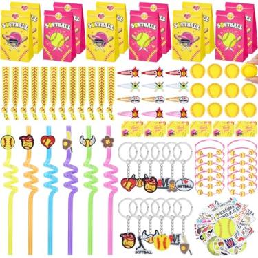 Imagem de Gifts2U Lembrancinhas De Festa Softball, 146 Peças Sacolas Brindes Softball Com Pulseira Berloques, Bolas Antiestresse, Adesivos, Chaveiros E Acessórios Presentes A Granel Para Aniversário Meninas D