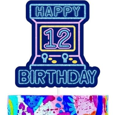 Imagem de Arcade Cake Topper Gaming Theme Unlocked Level 12 Happy Birthday Decorations, Arcade Game Theme Party, Video Game Theme Party, or Game Boy and Girl Birthday Party Game Controller Decoration. SugarGera
