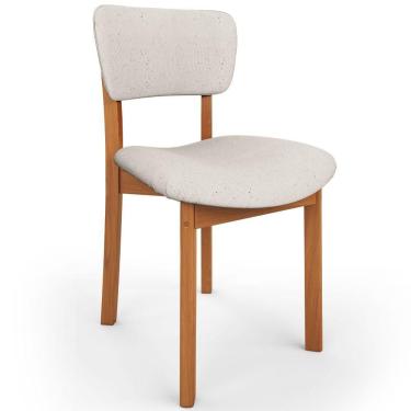 Imagem de Cadeira Dara para Sala de Jantar Estrutura em Madeira Estofada em Linho Branco Estilo C...
