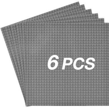 Imagem de JNZong Classic Baseplates Building Base Plates for Building Bricks 100% Compatible with Major Brands-Baseplates 10" x 10", Pack of 6 (Grey)