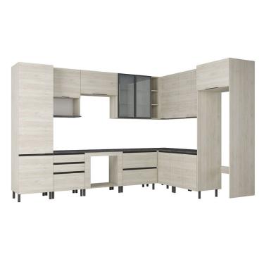 Imagem de Cozinha Bartira Cristal Com 15 Portas 3 Gavetas 13 Pratele Freixo