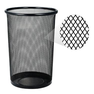 Imagem de Lixeira Escritorio Cesto Metal Aramado Grande 12 Litros Telado Casa Quarto Multiuso preto