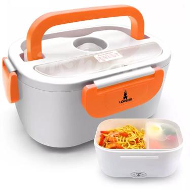 Imagem de Marmita Elétrica Portátil 6010 para Aquecer Alimentos 1,5L 110V 220V e 12V Laranja Lorben
