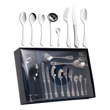 Imagem de Conjunto Faqueiro 101 Peças Aço Inox Avalon Jogo Talheres Caixa Wolff