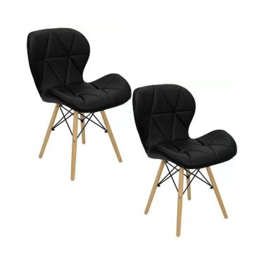 Imagem de Cadeira Estofada Eiffel Slim Wood Pés de Madeira