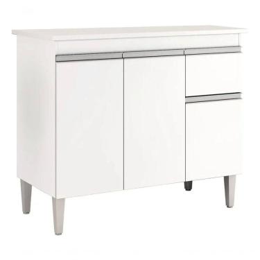 Imagem de Balcão De Cozinha Para Pia Tatiane 100cm 3 Portas 1 Gaveta Sem Tampo Branco