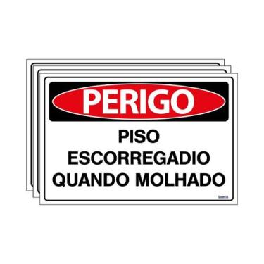 Imagem de Combo 3 Placas De Sinalização Perigo Piso Escorregadio Quando Molhado 