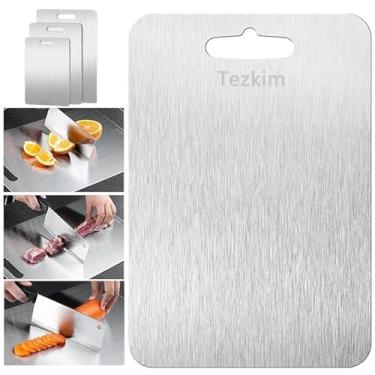 Imagem de Tábua de corte de titânio de titânio feita nos EUA Tábua de corte de titânio de grau alimentício dupla face para cortar carnes, frutas e legumes (38 x 25 cm)