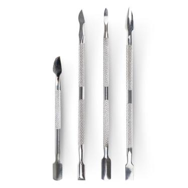 Imagem de Kit 4 Espátulas Ponta Dupla Aço Inox Cutícula Podóloga Unhas