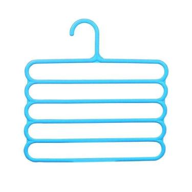 Imagem de Cabide Multiuso Calças Saias Bermudas 5 Espaços Azul - YAAY