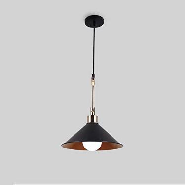 Imagem de KSSTEVNBD Lustre de personalidade minimalista moderno E27 cabo de luz ajustável criativo restaurante bar corredor quarto sala de estar varanda estudo escada cozinha teto iluminação luminária/preto